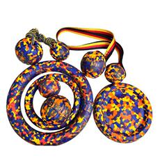 寵物玩具球迷彩EVA狗狗磨牙咬棒寵物用品耐咬浮水飛盤帶繩球批發