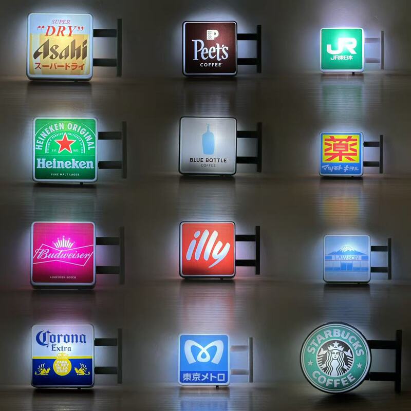 Japanese Luminous Refrigerator Magnet Mini Light Box Can Light up Led Light Sign 711 Family Rosen Coffee Beer Subway