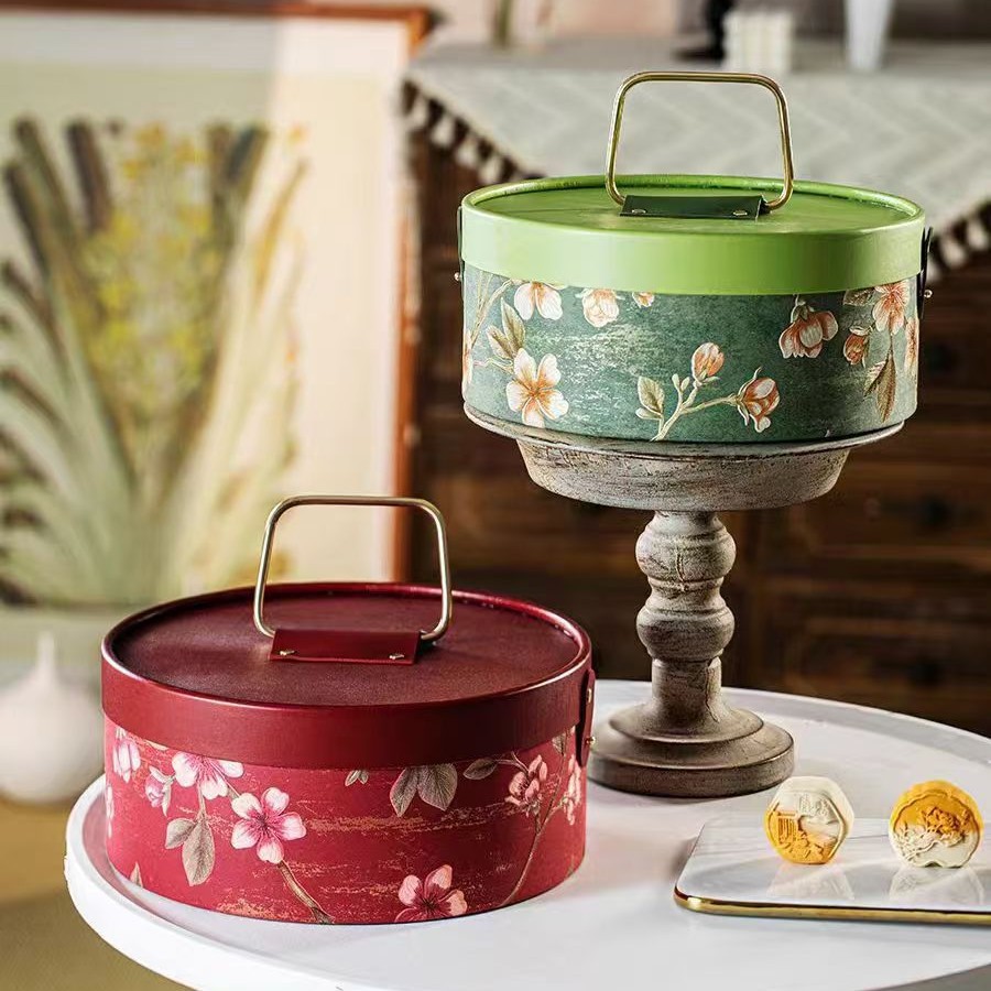 Caja de regalo del Festival del Medio Otoño, caja de regalo de embalaje de pastel de luna, caja de regalo de estilo nacional exquisita, caja dura de barril portátil, caja de regalo de hielo