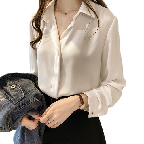 2024 Spring and Autumn New Versatile Student Korean Style Solid Color Shirt Women's Long Sleeve Loose Korean Style Large Size Shirt Tops Women