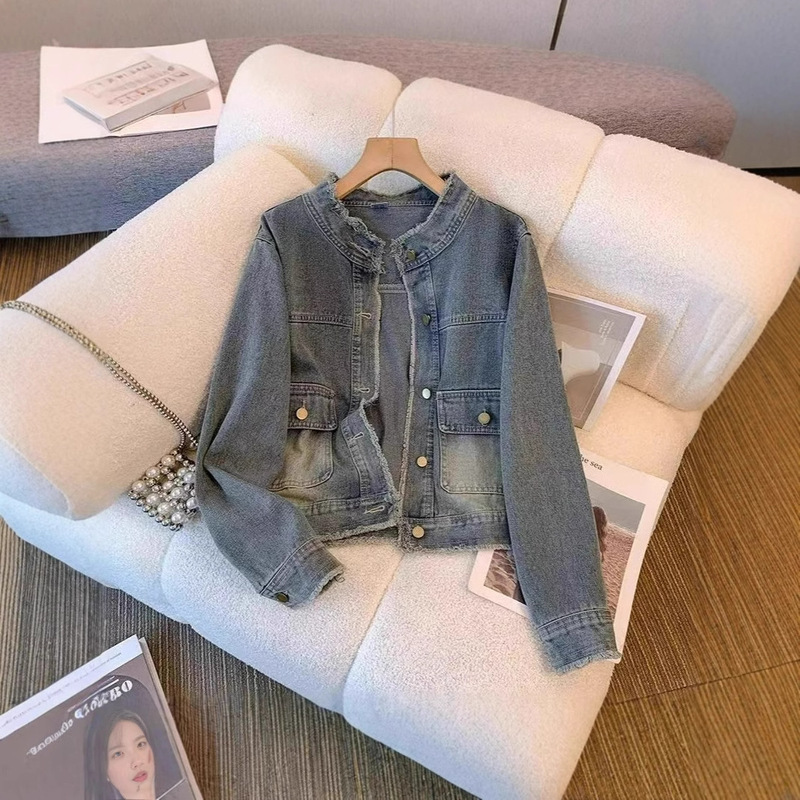 Vintage Washed Denim Coat Women's Spring and Autumn New Korean-style Loose All-match Short Jacket Top Vintage Washed Denim Coat Women's Spring and Autumn New Korean-style Loose All-match Short Jacket Top
