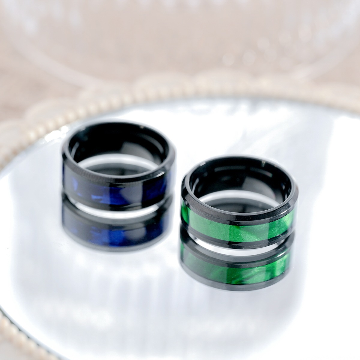 El anillo de acero de titanio popular europeo y americano transfronterizo de los hombres de moda elegante del acero inoxidable del todo-fósforo del anillo de los hombres de la joyería del Amazonas image 5