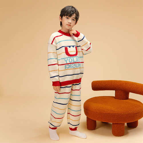 Children's Pajamas  Winter New Boy Set Girl Set Cute Long Sleeve Long Pants Homecoming Two Piece Set