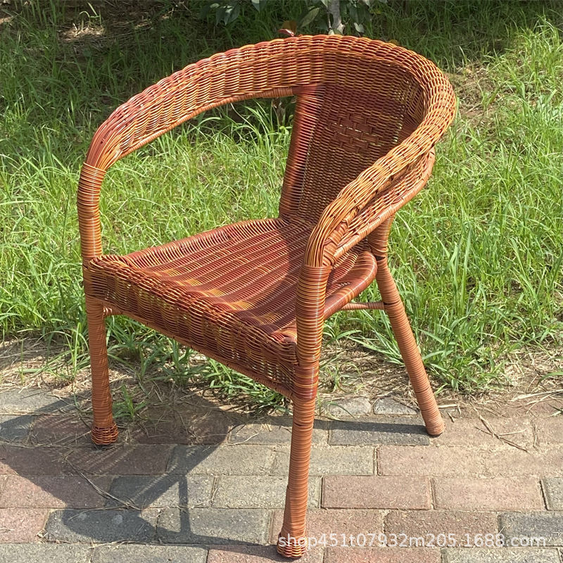 Tengteng Chair Rattan Three-Piece Set Elderly Backrest Chair Stool Elderly Seat Circle Chair Single Rattan Household