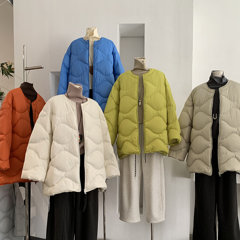 Omalai Round Neck Mid-Length down Jacket Women's Winter New 90 White Duck down Long-Sleeved Pure Color Jacket Trendy 5500