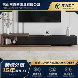 现代简约伸缩电视柜不对称设计北欧复古储物柜客厅家用实木电视柜