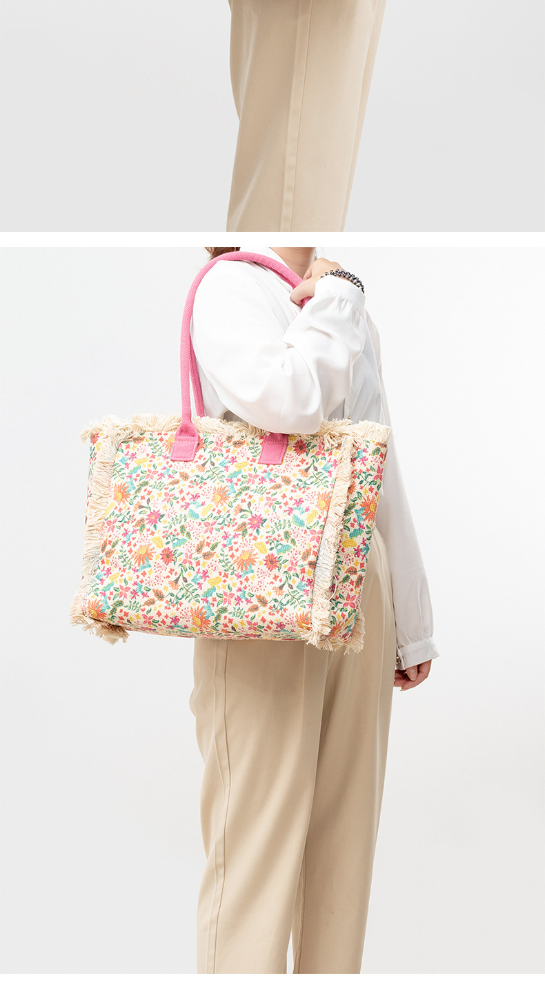 Neue Damentasche Einkaufstasche Bohemian Vintage Schultertasche Reißverschluss Handtasche Große Kapazität Canvas Tasche Damentasche_voghion.com