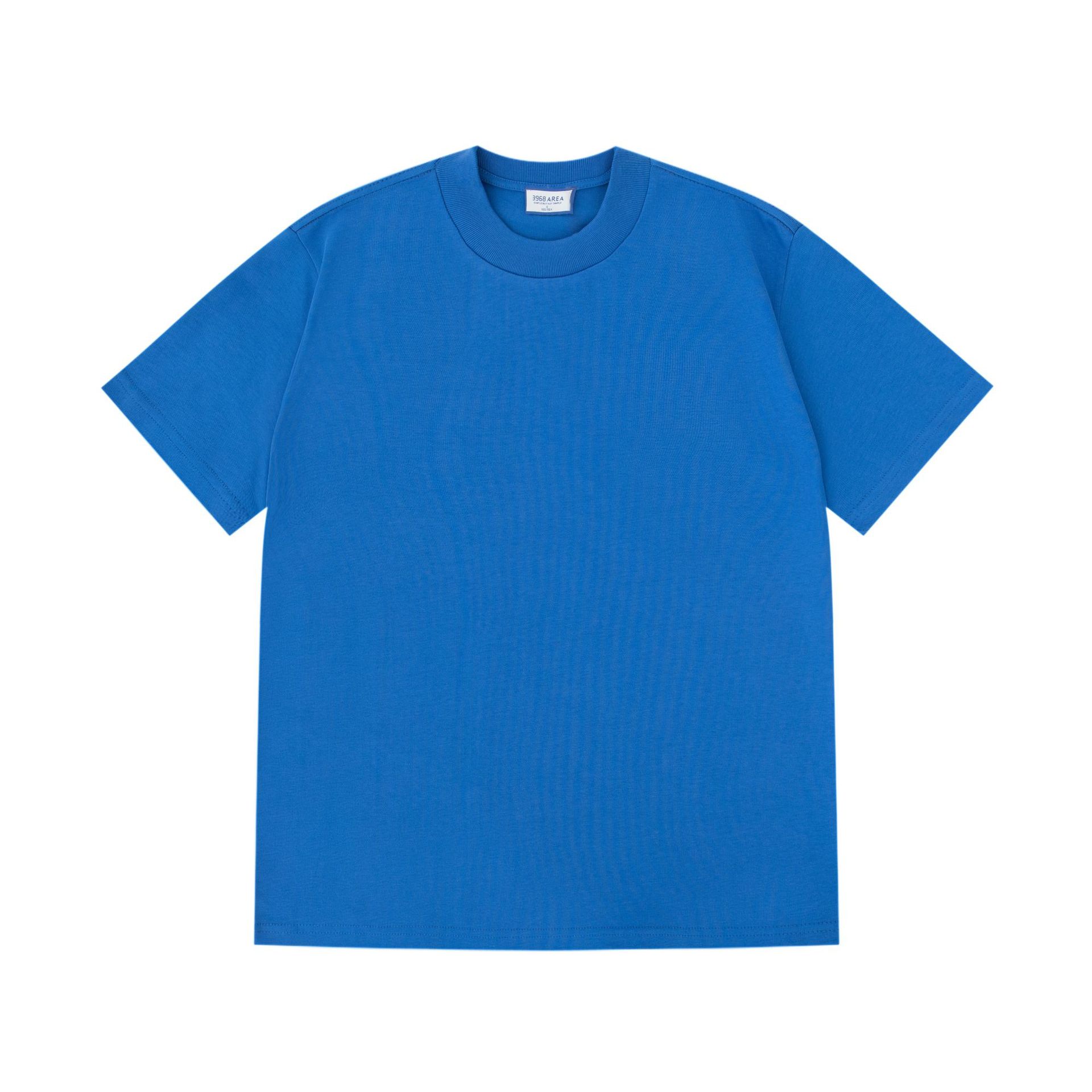 400g de algodón pesado de estilo americano pequeño escote camiseta de los hombres sueltos más tamaño de algodón de manga corta camiseta camisa de fondo