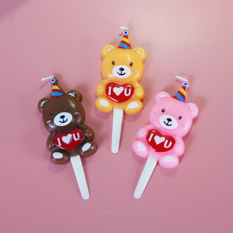 Birthday Cute Little Bear Paraffin Party Candle 1 Piece display picture 2