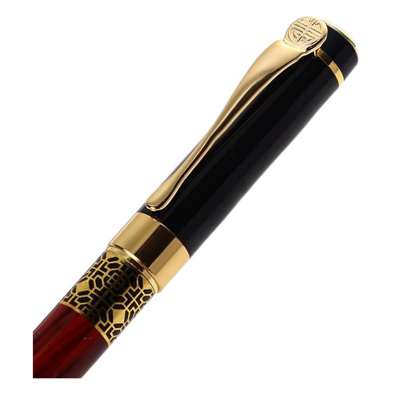 Pluma de firma de metal en stock pluma de gel de regalo de negocios de grano de madera roja pluma de metal letras LOGO pluma de gama alta image 1