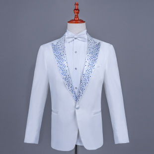 Men's Suit Collar Rhinestone Suit suit Host Banquet Chorus Dress Danxi Stage Anchor Performance Dress