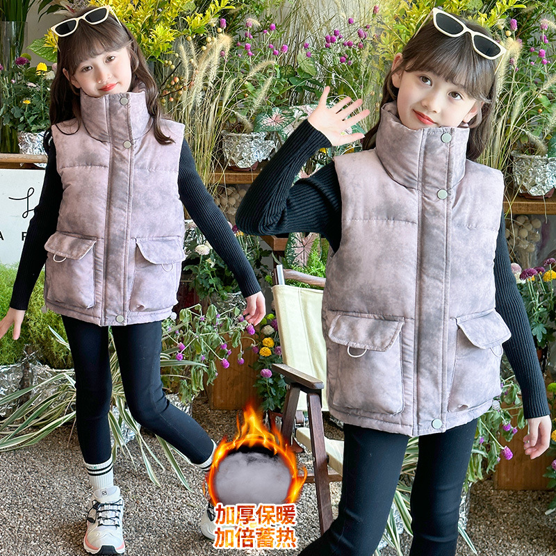 儿童装马甲冬装加厚新款韩版坎肩洋气外套女童大童保暖脏脏布棉服