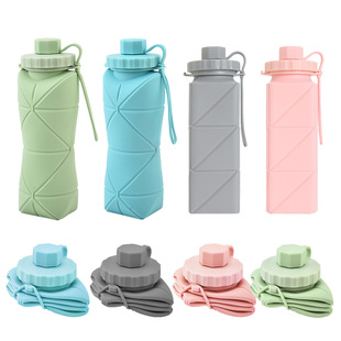 Cross-border Silicone Folding Water Cup Outdoor Portable Retractable Water Cup Sports Handle Diamond Water Bottle Kettle