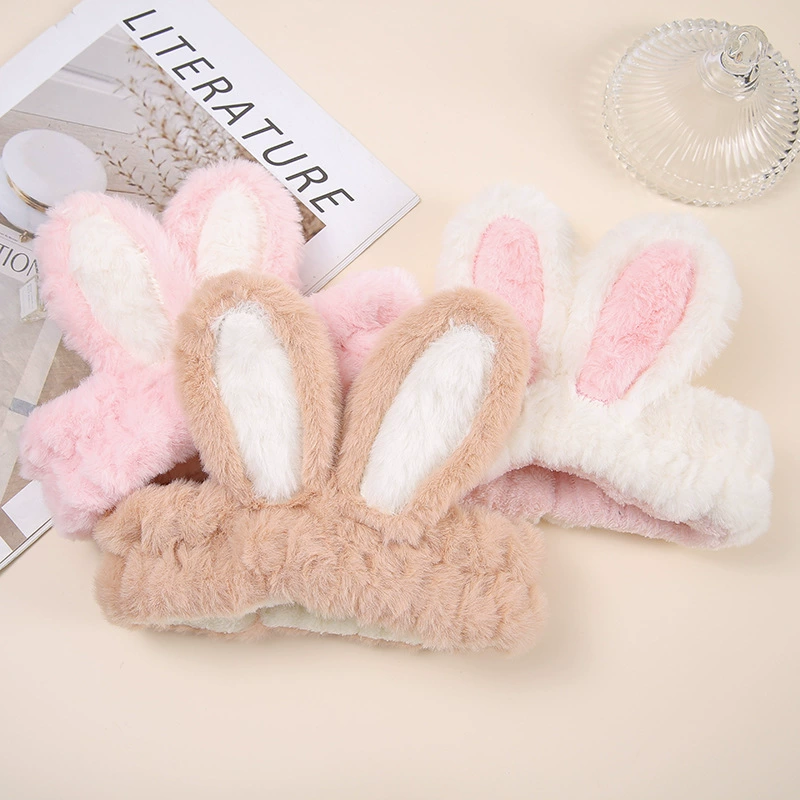 Оригинальный дизайн кроличья бархатная нашивка стерео повязка для волос с кроличьими ушками Осень и Зима плюшевая повязка для умывания лица макияж напорная повязка для волос аксессуары для волос