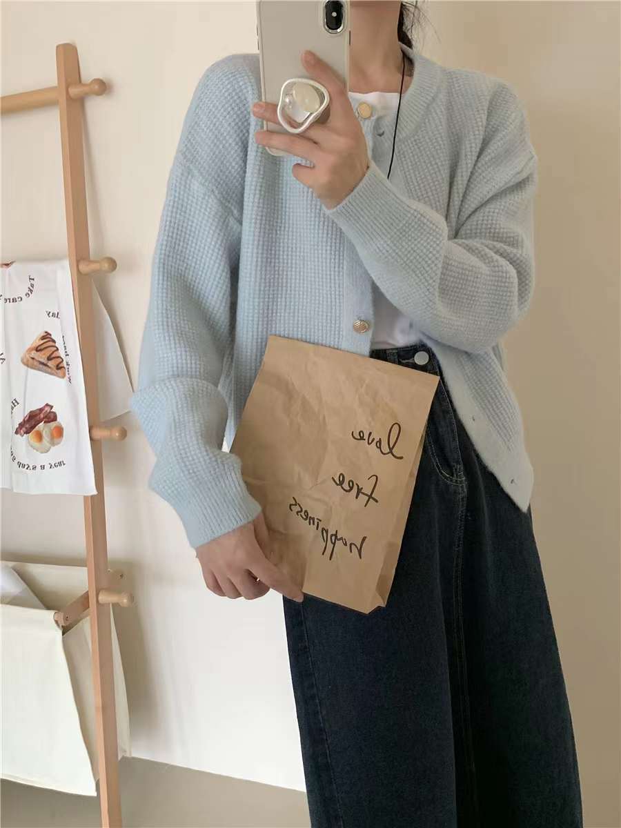 24 invierno Puyuan 2024 otoño nuevo estilo de ropa de mujer suéter de punto perezoso estilo coreano cardigan image 6