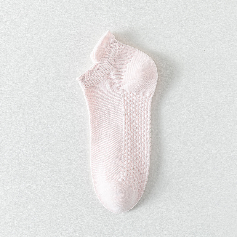 Calcetines de algodón de color sólido, calcetines de barco de malla de verano, calcetines de algodón de paquete independiente, calcetines cortos