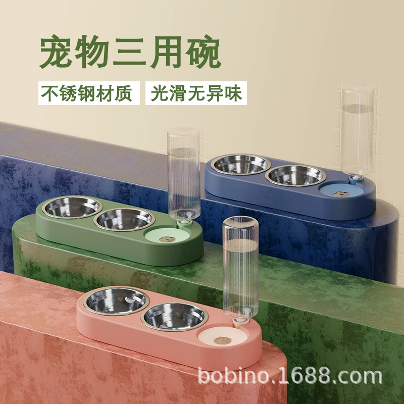 Миска для корма для кошек и собак «три в одном», автоматическая поилка, миска для корма для собак и кошек из нержавеющей стали, миска для воды, интегрированная миска для кормления