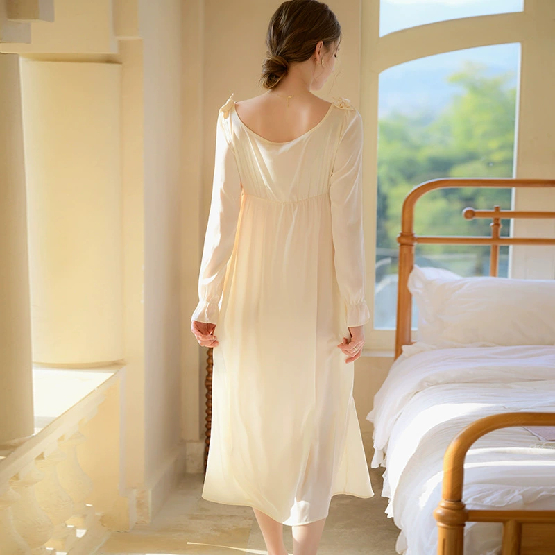 Autumn thin pijama for princess, summer cute long dress with bow