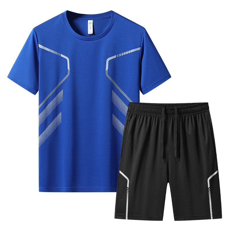 Trajes deportivos de verano para hombres correr mangas cortas ropa seca rápida camiseta de baloncesto ropa de entrenamiento de acondicionamiento físico de comercio exterior dos piezas