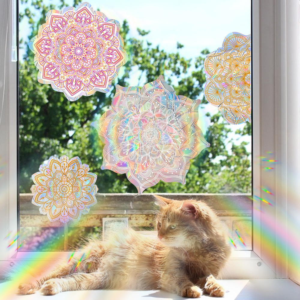 PVC Material Elegant Colorful Flower PVC Window Stickers Window Accessories