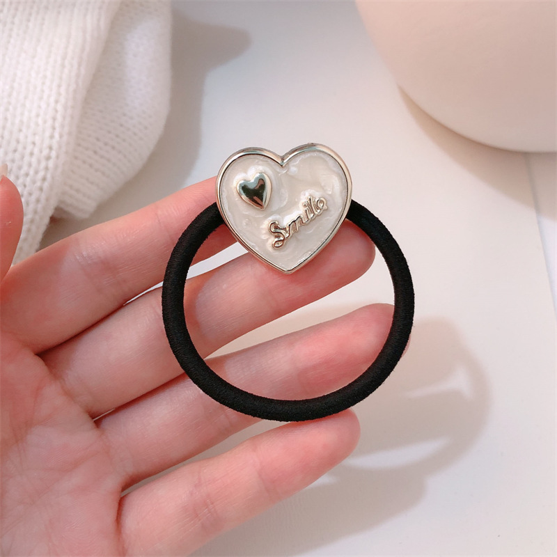 Coreano simple amor letras anillo de pelo de banda de goma de alta elasticidad bola cabeza cabello de cola de cabello cuerda de cabello duradera adornos de cabello
