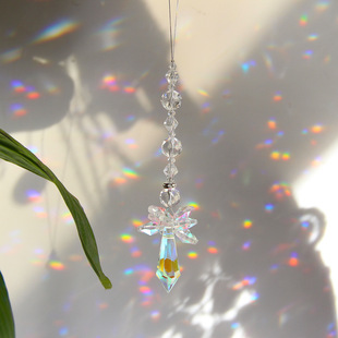 Cross-Border New Product Ab Colorful Crystal Octagonal Bead Pendant Car Angel Sun Catcher Colorful Bead Pendant Wholesale