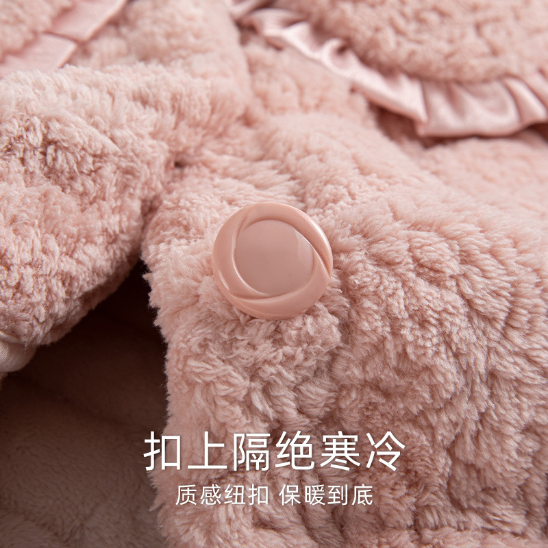 잠옷 여성의 가을과 겨울 두꺼운 산호 양털 3 층 퀼트 청소년 따뜻한 기모 플란넬 홈 세트
