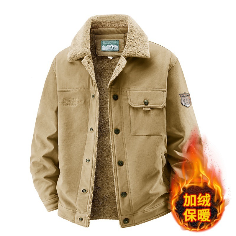 Transfronterizos de algodón de invierno chaqueta de cordero de cachemira para hombres con camisa de algodón gruesa y ocio suelto chaqueta de moda