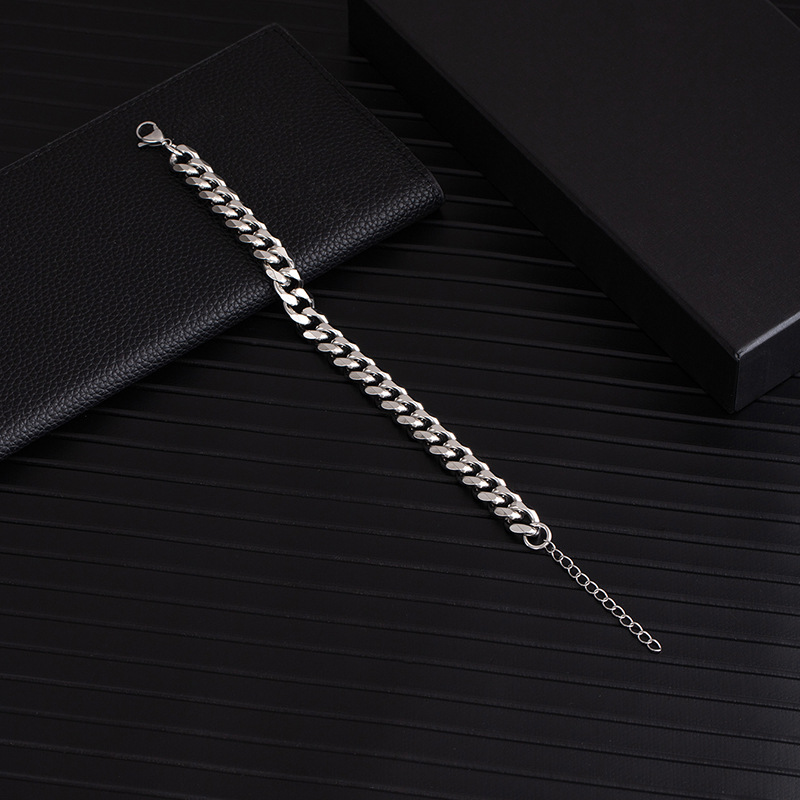 Titanium Cuban Hip Hop Stainless Steel Reversible Round Polished Dense Bracelet Personalized Men's Fishbone Chain_voghion.com
