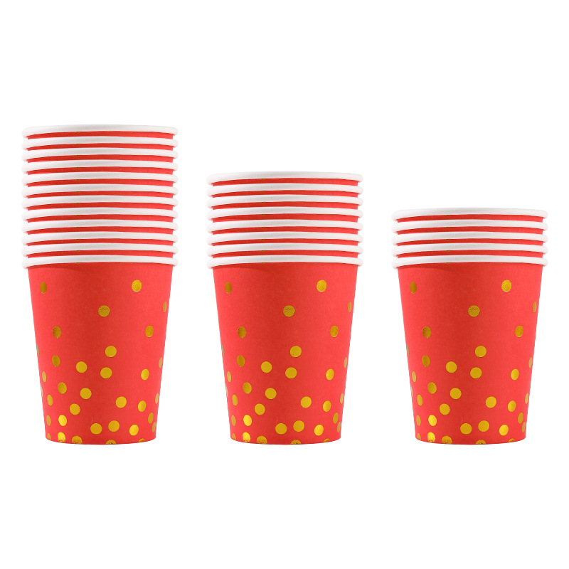 Platos desechables de papel tazas de papel comercio exterior monocromático punto de estampado conjunto de fiesta de cumpleaños distribución transfronteriza image 16