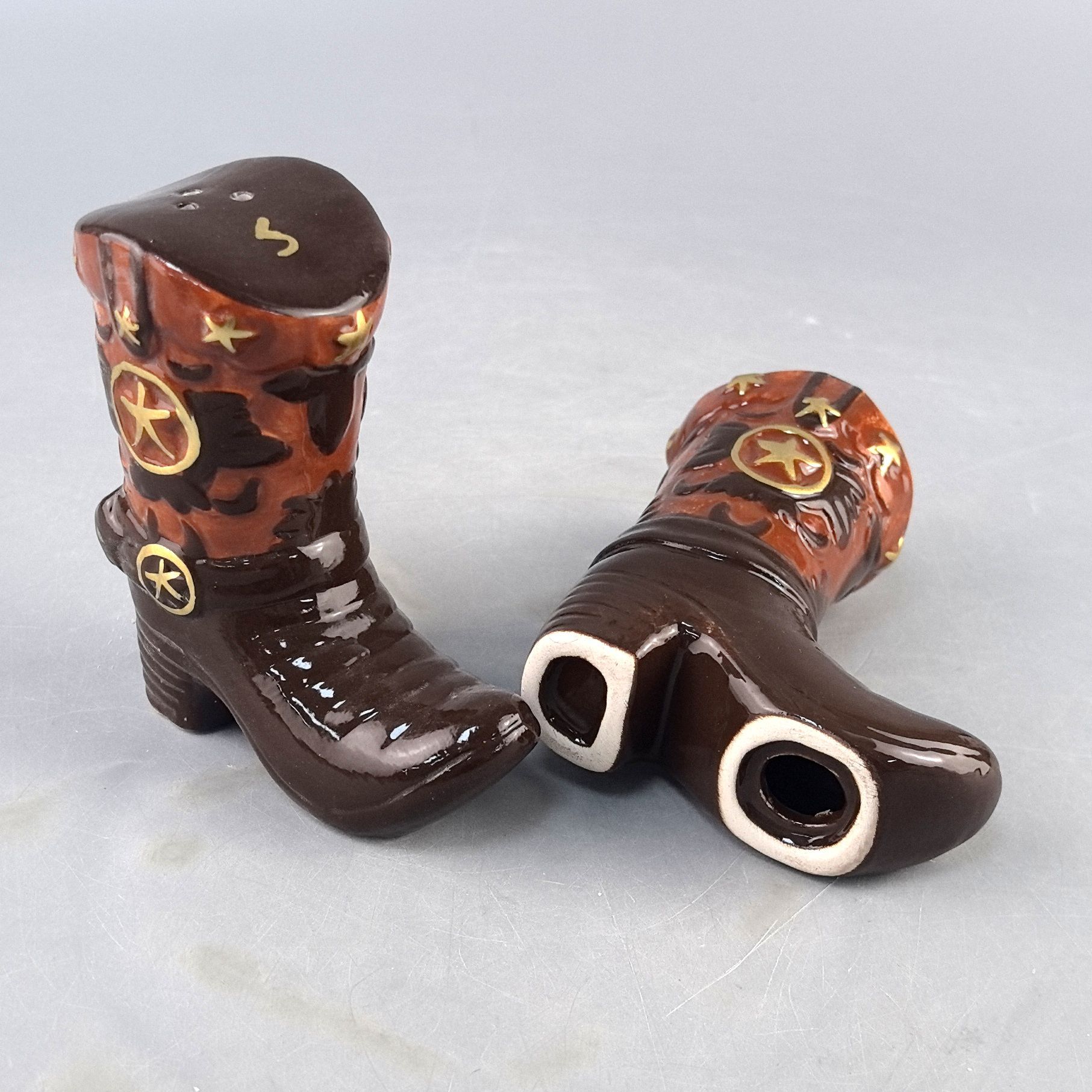 Botas de vaqueros occidentales creativas transfronterizas botas de cerámica botas de sabor domésticas personalidades de nicho artesanías de cerámica pintadas a mano