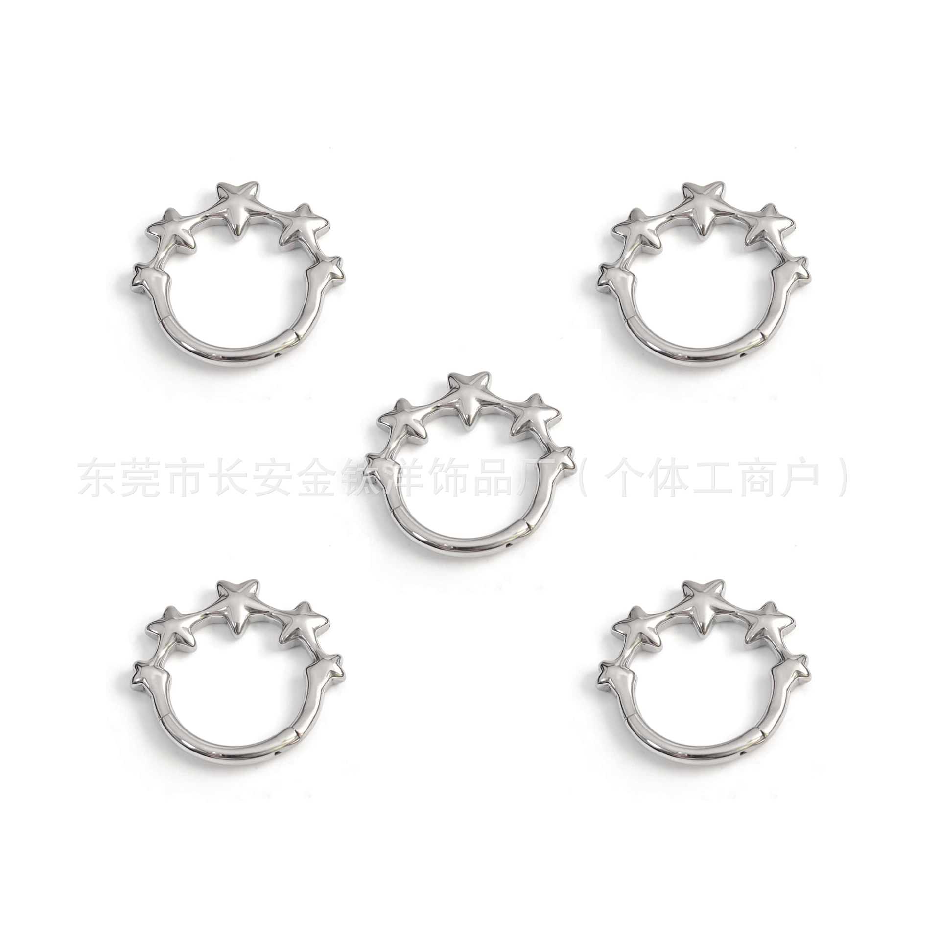 F136 Titanium Star Closed Ring Pinless Hoop Earrings Lip Nose Ring Seamless Ring Body Piercing Jewelry detail image 9