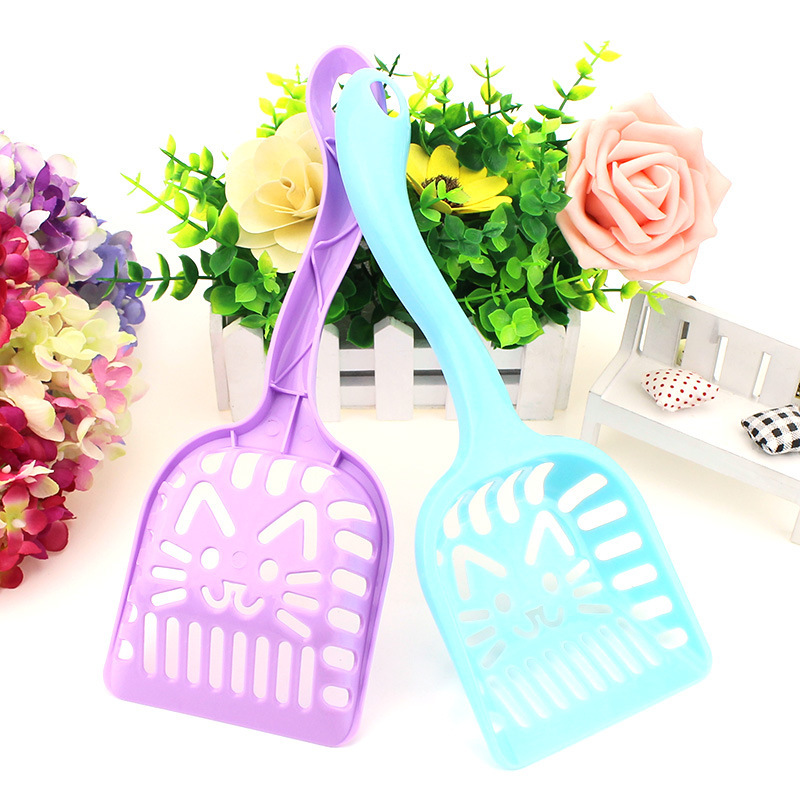 En stock PET limpieza gato arena pala plástico gato cara malla pala gato cara gato arena pala aseo suministros para mascotas