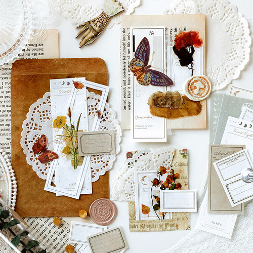 Mo Mo Long Notes Listen to the Wind Sing Series Retro Salt Style Border Simple 6 Styles of Handbook Material Base