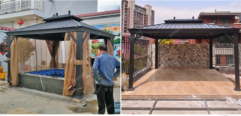 High-End Outdoor Pavilion Garden Terrace Aluminum Alloy Courtyard Leisure New Chinese-Style Pavilion Villa Courtyard Outdoor Sunshade