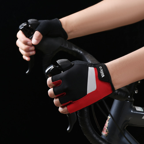 Vilico New Outdoor Super Fiber Durable Bicycle Shock Riding Fitness Training Breathable Anti-Slip Half Finger Gloves