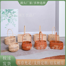 花篮手提篮子藤编插花坐月子鸡蛋水果diy草竹编织开业鲜花小提篮