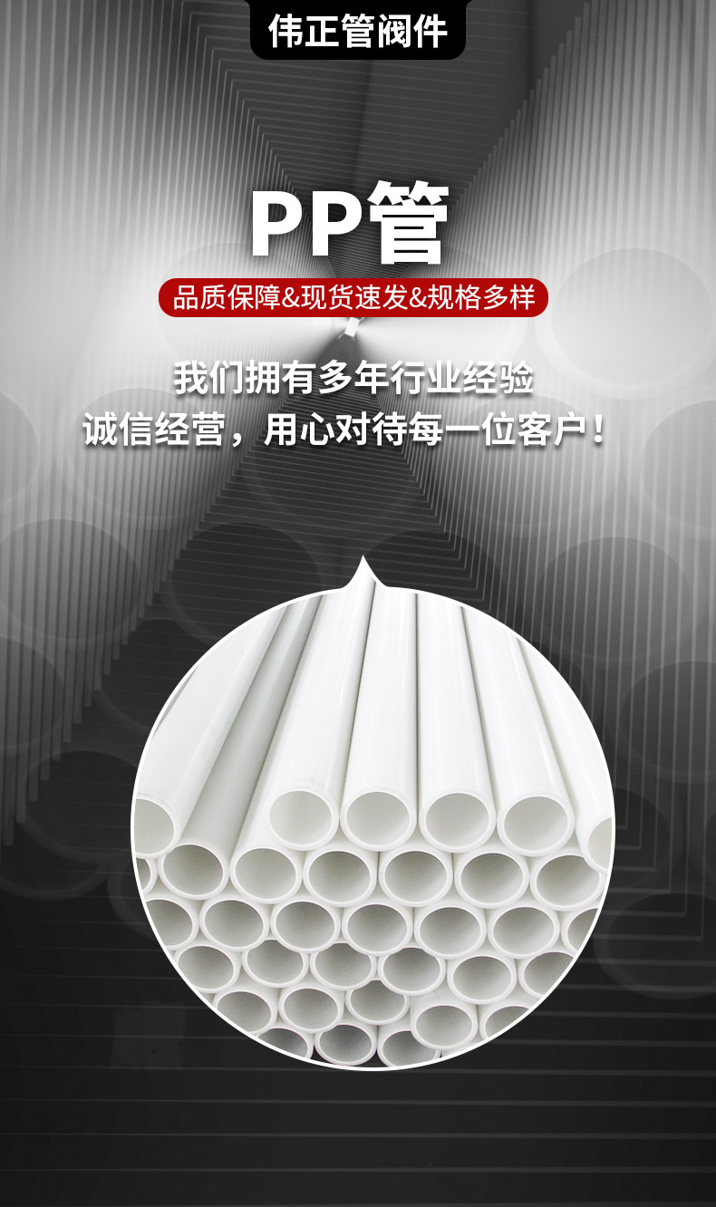PP塑料管大口径 PP自来水管聚丙烯排水排污PP化工管材白色-阿里巴巴