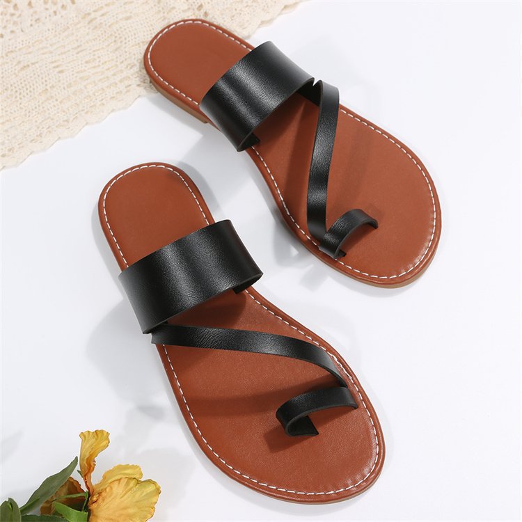 2023 Spring Summer New Large Size Shoes Cover Toe Fashion Flat Heel Women's Sandals And Slippers_voghion.com