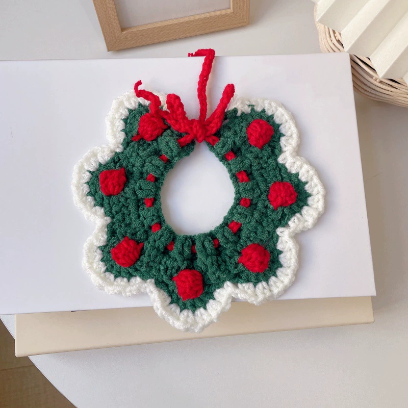 Рождественский кошачий шарф собачий шарф маленький собачий домашнее животное шерстяной ошейник аксессуары ручной работы