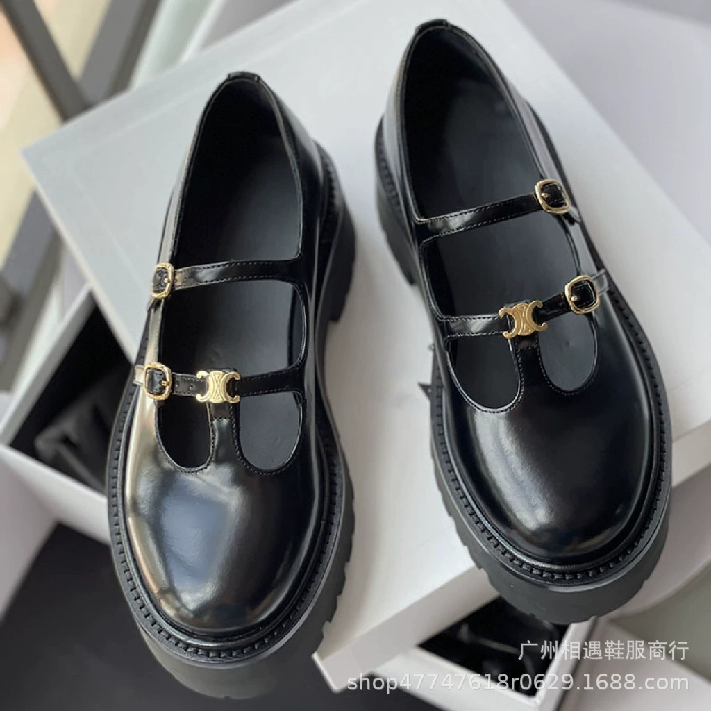 Лоферы C Maison Arc de Triomphe на толстой подошве 2023. Женские осенне-зимние новые кожаные лоферы на толстой подошве в студенческом стиле, увеличивающие рост.