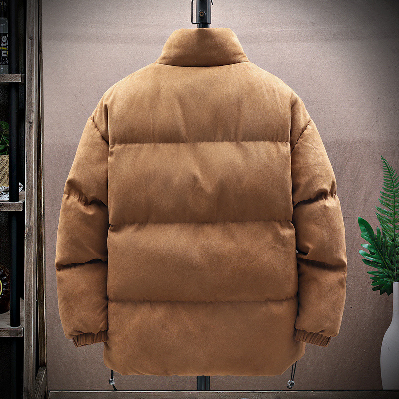 Men's Clothing cotton clothing men's trendy brand cotton jacket winter simple hem drawstring design suede_voghion.com