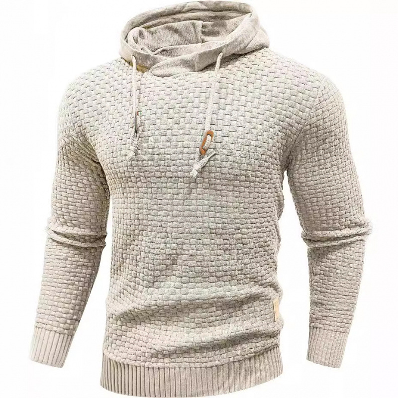 Autumn and Winter New European and American Men's Jacquard Sweater Long Sleeve Hoodie Warm Color Hooded Sweatshirt Jacket