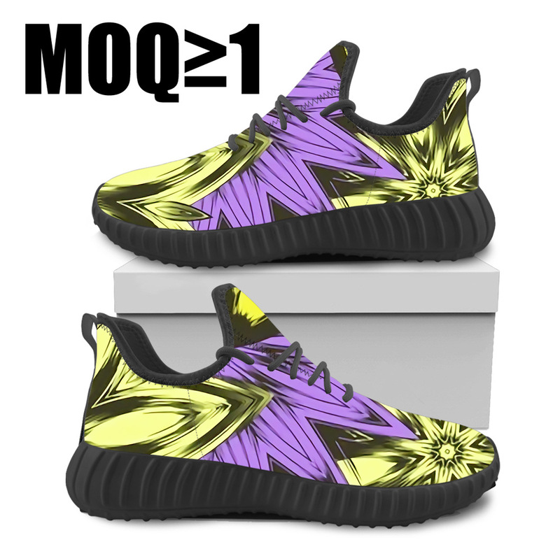Independent station team pattern custom coconut shoes fly woven leisure sports shoes yeezy breathable mesh couple shoes