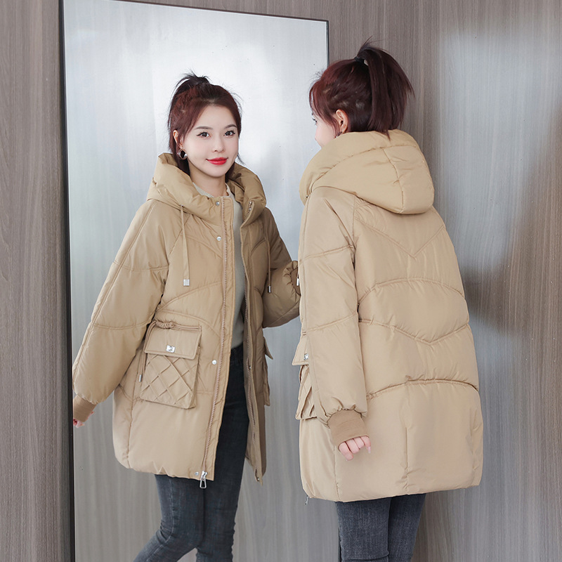 2025 nuevo otoño y invierno coreano plumón chaqueta de algodón para mujeres largo y grueso chaqueta de algodón para mujeres suelta chaqueta de pan de algodón de tamaño grande