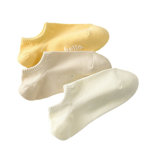 Socks for women summer Hello short-tube college style women's boat socks candy color invisible hot stamping letters women's socks cotton socks