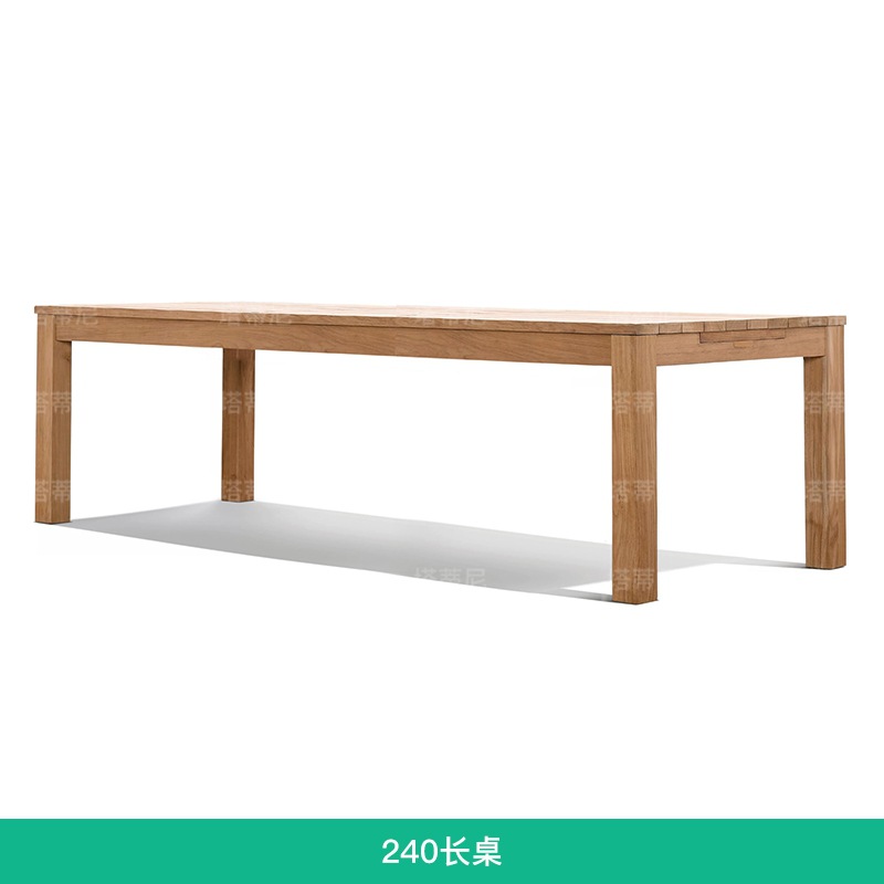 Mesa y sillas de patio al aire libre de alta gama terraza de jardín al aire libre impermeable a prueba de agua y protección solar de madera maciza mesa larga de hotel villa de madera