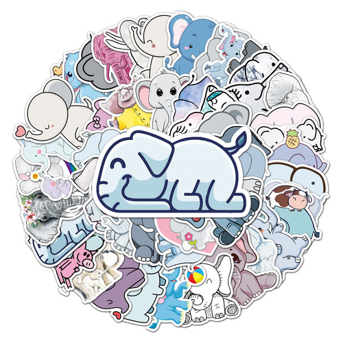 50 pieces of elephant creative trendy waterproof graffiti stickers suitcase scooter computer tablet cartoon decorative stickers