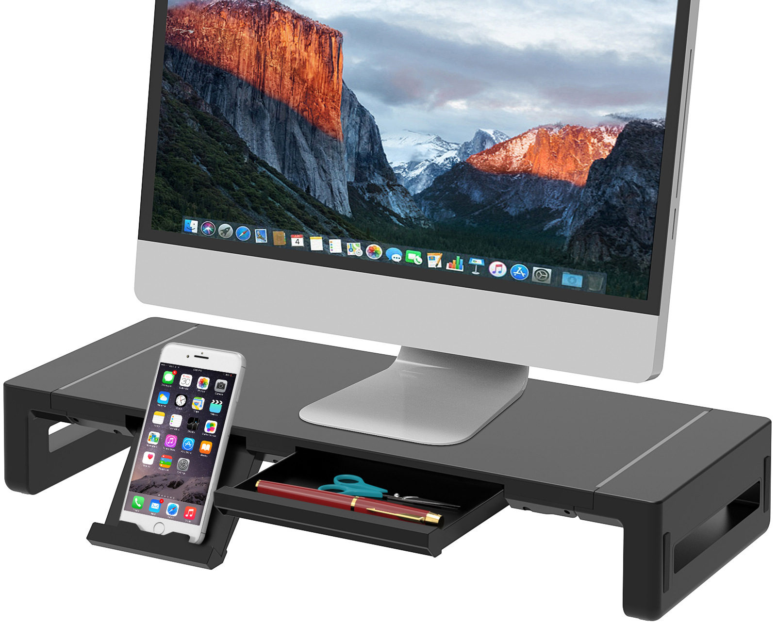 Monitor de computadora de escritorio transfronterizo, estante de aumento, expansión USB multifunción, luz de color, base de pantalla de almacenamiento de escritorio