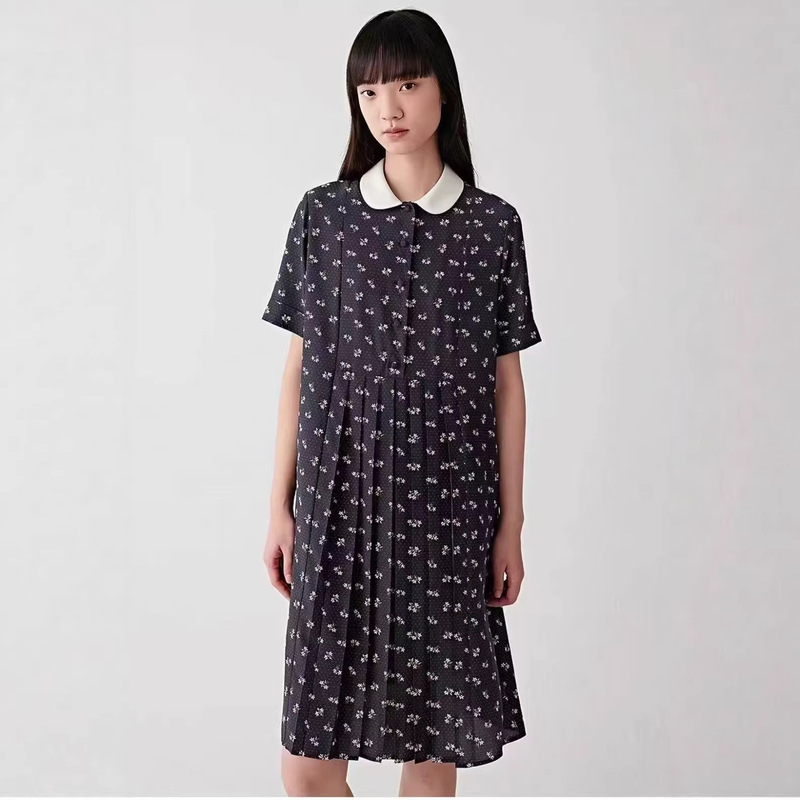 Xiaohe Women's Clothing Store's same style 2026 summer new fashion retro casual versatile doll collar floral dress Xiaohe Women's Clothing Store's same style 2026 summer new fashion retro casual versatile doll collar floral dress
